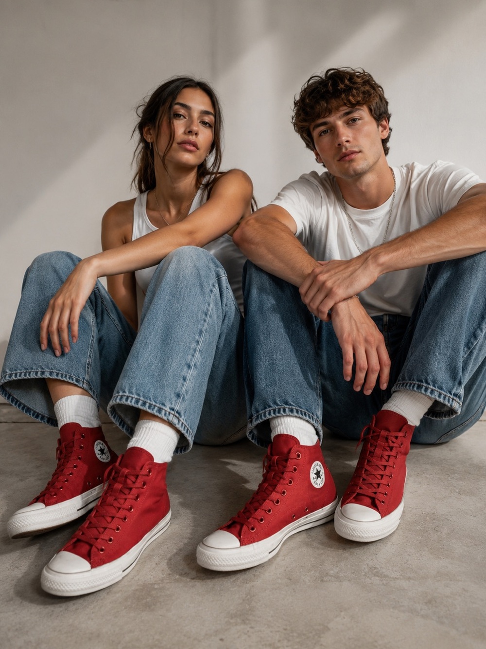 Red Converse Chuck Taylor II  All Star HiTop Unisex Big Kid/Ladies Shoes SZ 7-E8